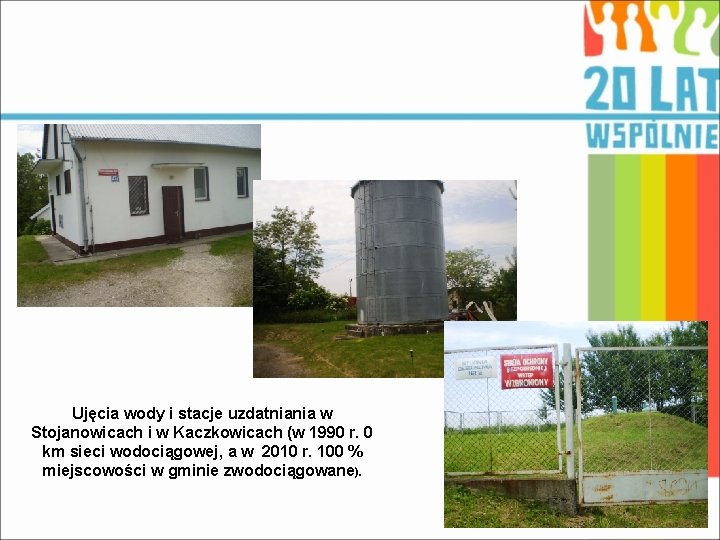 Ujęcia wody i stacje uzdatniania w Stojanowicach i w Kaczkowicach (w 1990 r. 0