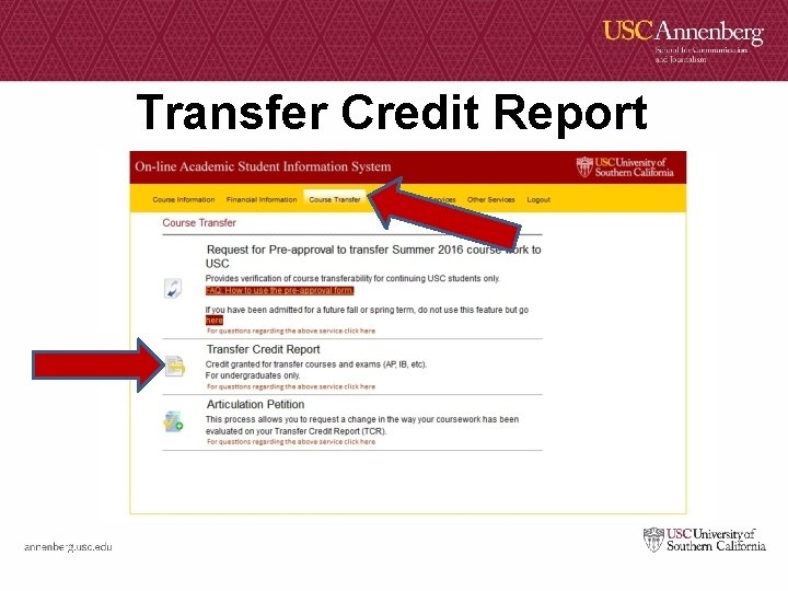 Transfer Credit Report 