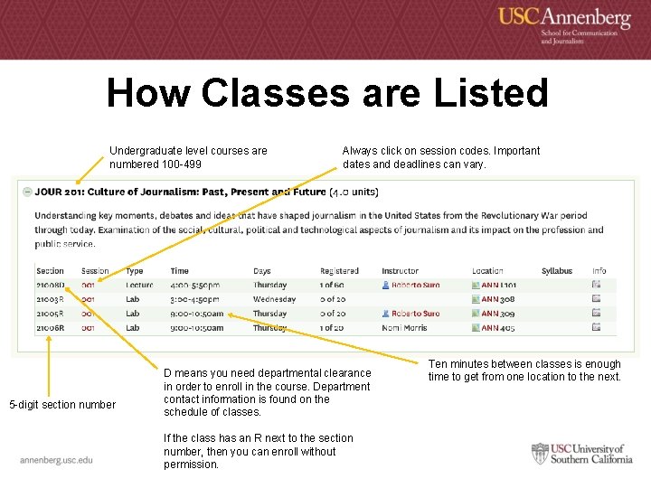 How Classes are Listed Undergraduate level courses are numbered 100 -499 5 -digit section