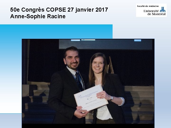50 e Congrès COPSE 27 janvier 2017 Anne-Sophie Racine 