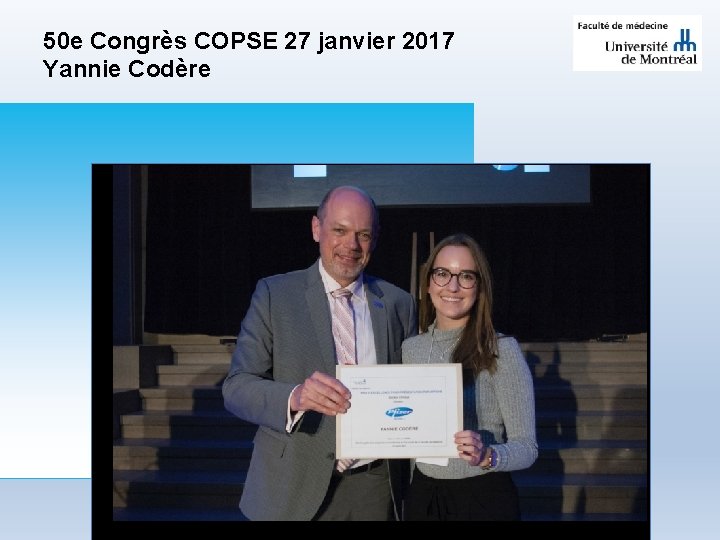 50 e Congrès COPSE 27 janvier 2017 Yannie Codère 