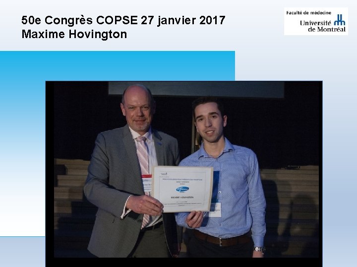 50 e Congrès COPSE 27 janvier 2017 Maxime Hovington 