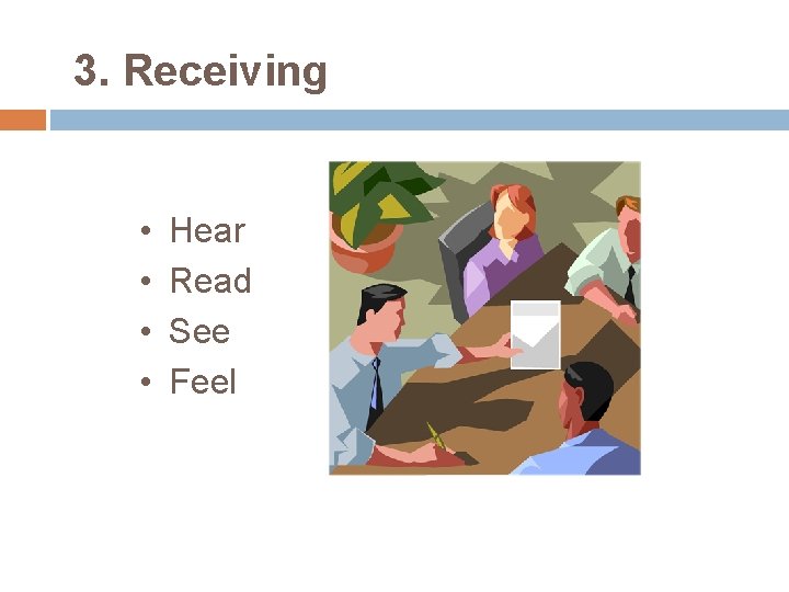3. Receiving • • Hear Read See Feel 