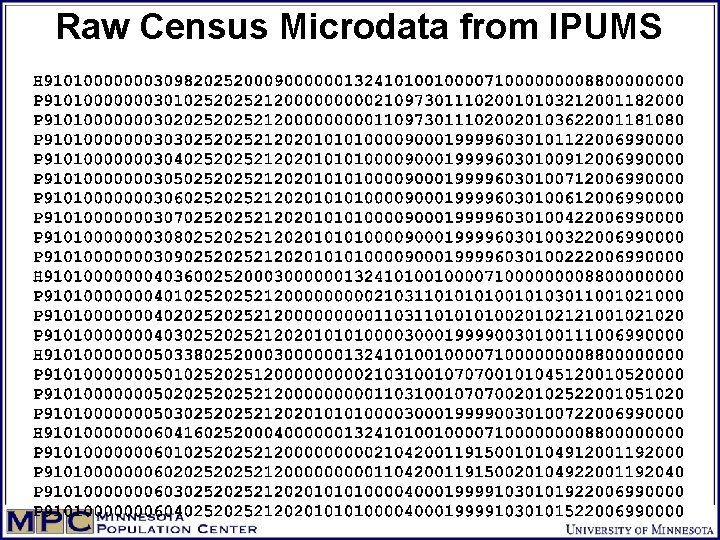 Raw Census Microdata from IPUMS 