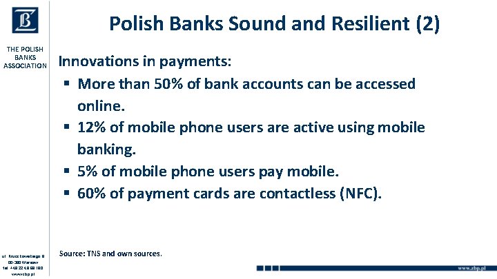 Polish Banks Sound and Resilient (2) THE POLISH BANKS ASSOCIATION ul. Kruczkowskiego 8 00