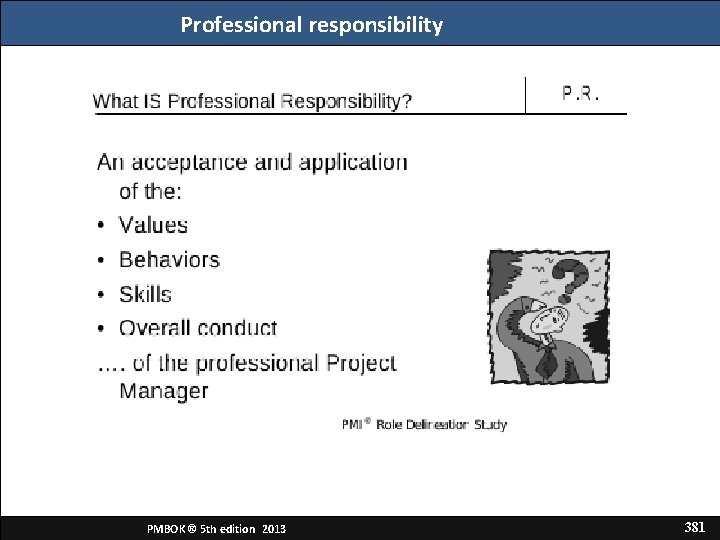 Professional responsibility PMBOK ® 5 th edition 2013 381 