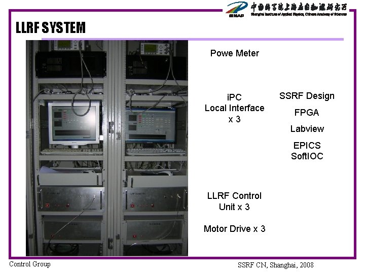 LLRF SYSTEM Powe Meter i. PC Local Interface x 3 SSRF Design FPGA Labview