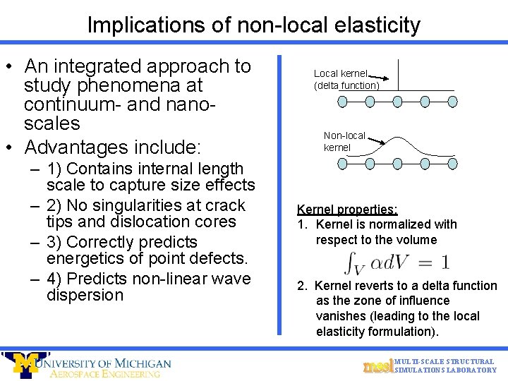 Implications of non-local elasticity • An integrated approach to study phenomena at continuum- and