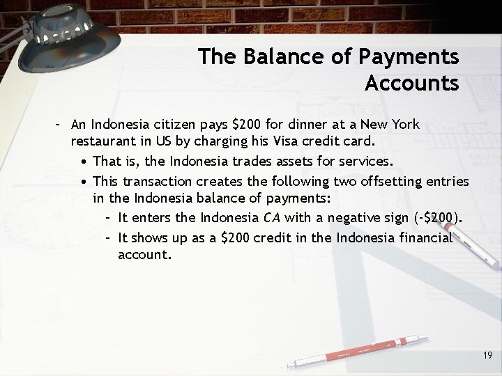 The Balance of Payments Accounts – An Indonesia citizen pays $200 for dinner at