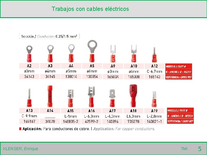 Trabajos con cables eléctricos KLENSER, Enrique TMI 5 