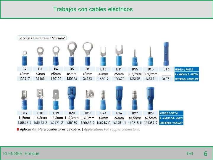 Trabajos con cables eléctricos KLENSER, Enrique TMI 6 