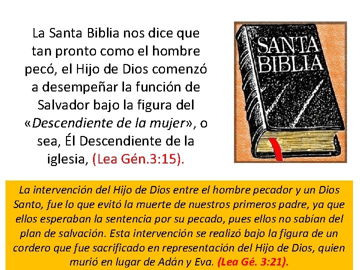 La Santa Biblia nos dice que tan pronto como el hombre pecó, el Hijo