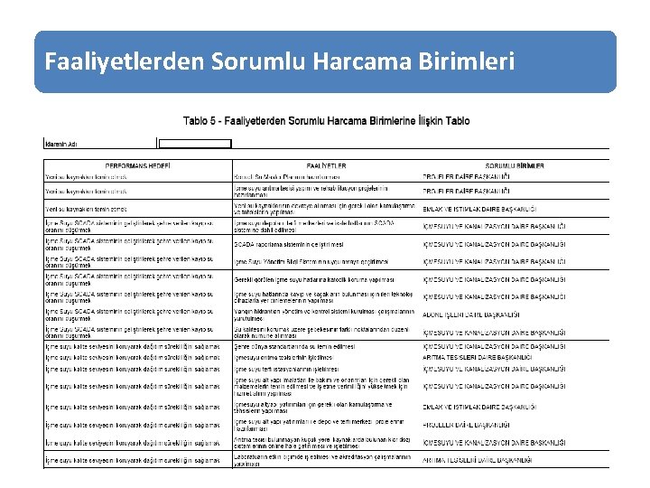 Faaliyetlerden Sorumlu Harcama Birimleri 