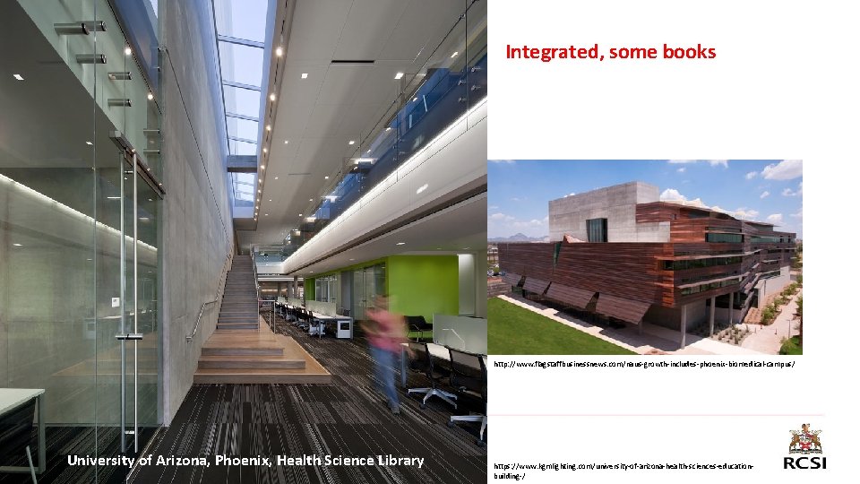 Integrated, some books http: //www. flagstaffbusinessnews. com/naus-growth-includes-phoenix-biomedical-campus/ University of Arizona, Phoenix, Health Science Library