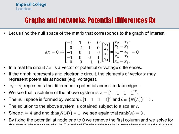 Graphs and networks. Potential differences Ax 