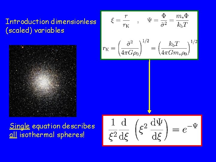 Introduction dimensionless (scaled) variables Single equation describes all isothermal spheres! 