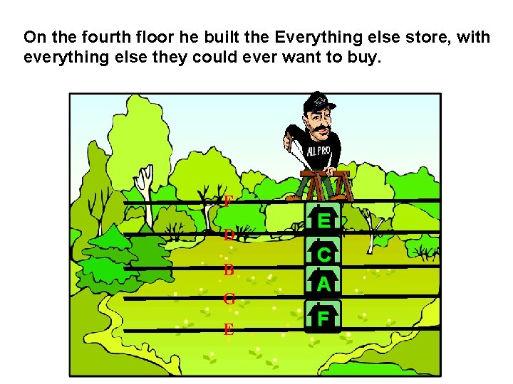 On the fourth floor he built the Everything else store, with everything else they