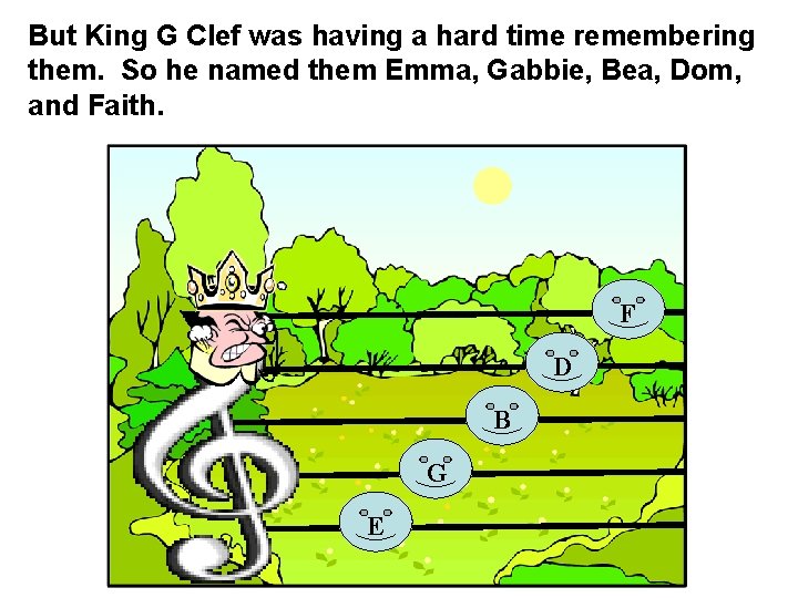 But King G Clef was having a hard time remembering them. So he named