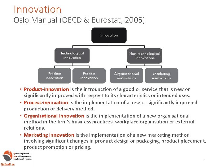 Innovation Oslo Manual (OECD & Eurostat, 2005) • Product-innovation is the introduction of a