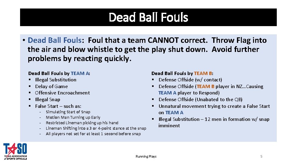 Dead Ball Fouls • Dead Ball Fouls: Foul that a team CANNOT correct. Throw