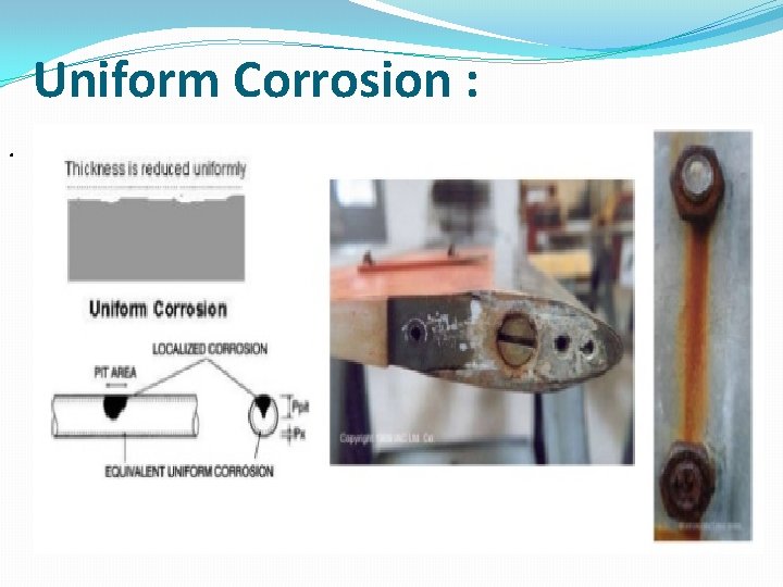 Uniform Corrosion : . Uniform Corrosion : .