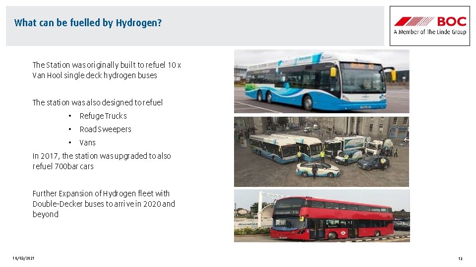 What can be fuelled by Hydrogen? The Station was originally built to refuel 10