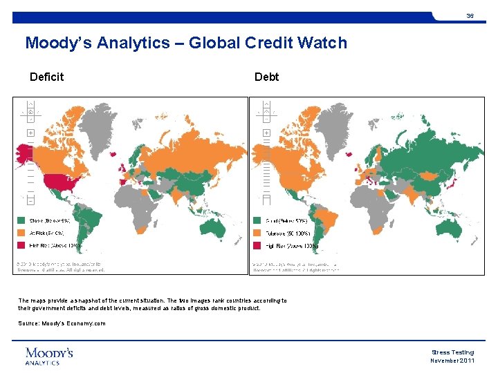 36 Moody’s Analytics – Global Credit Watch Deficit Debt The maps provide a snapshot