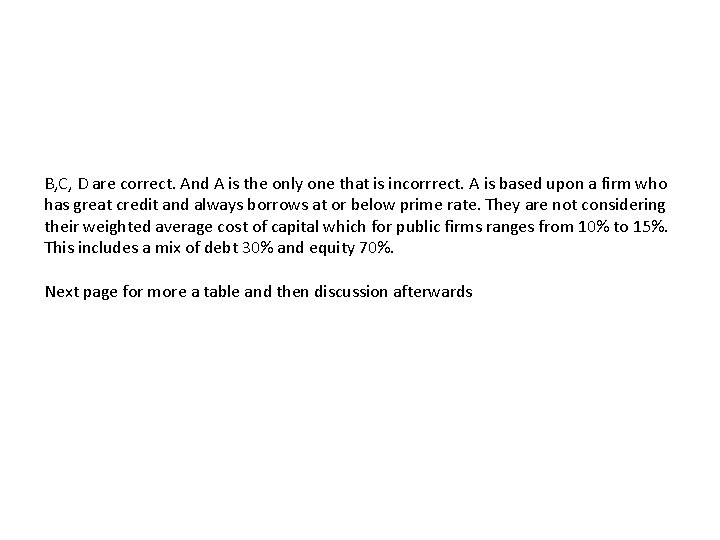 B, C, D are correct. And A is the only one that is incorrrect.