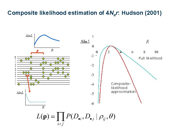 Composite likelihood estimation of 4 Ner: Hudson (2001) Dln. L R R Full likelihood