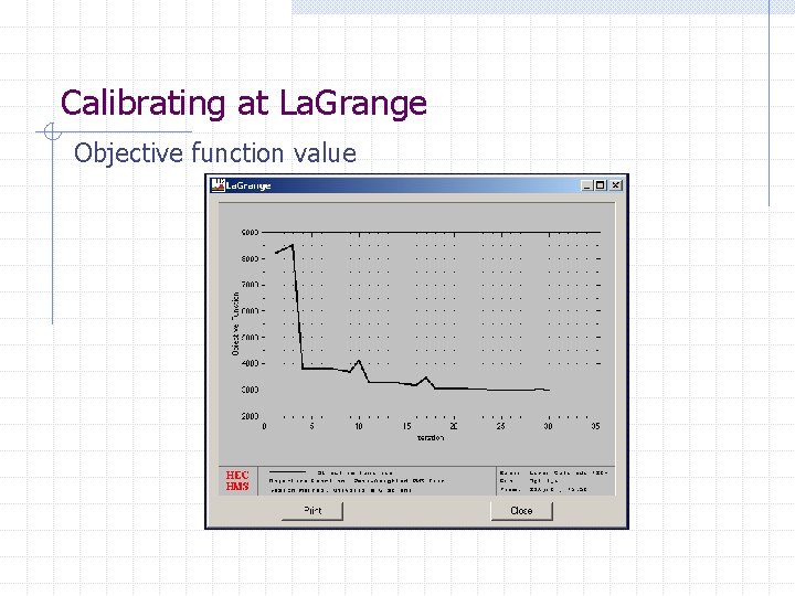 Calibrating at La. Grange Objective function value 