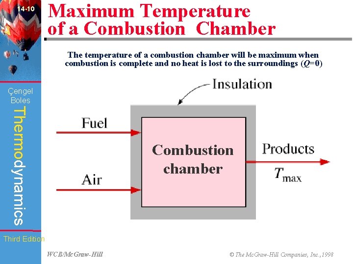 14 -10 Maximum Temperature of a Combustion Chamber The temperature of a combustion chamber