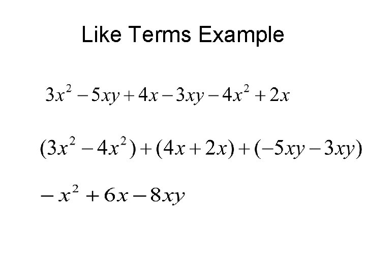 Like Terms Example 