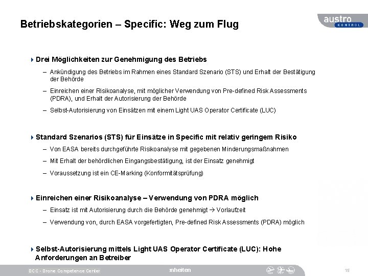 Betriebskategorien – Specific: Weg zum Flug 4 Drei Möglichkeiten zur Genehmigung des Betriebs –