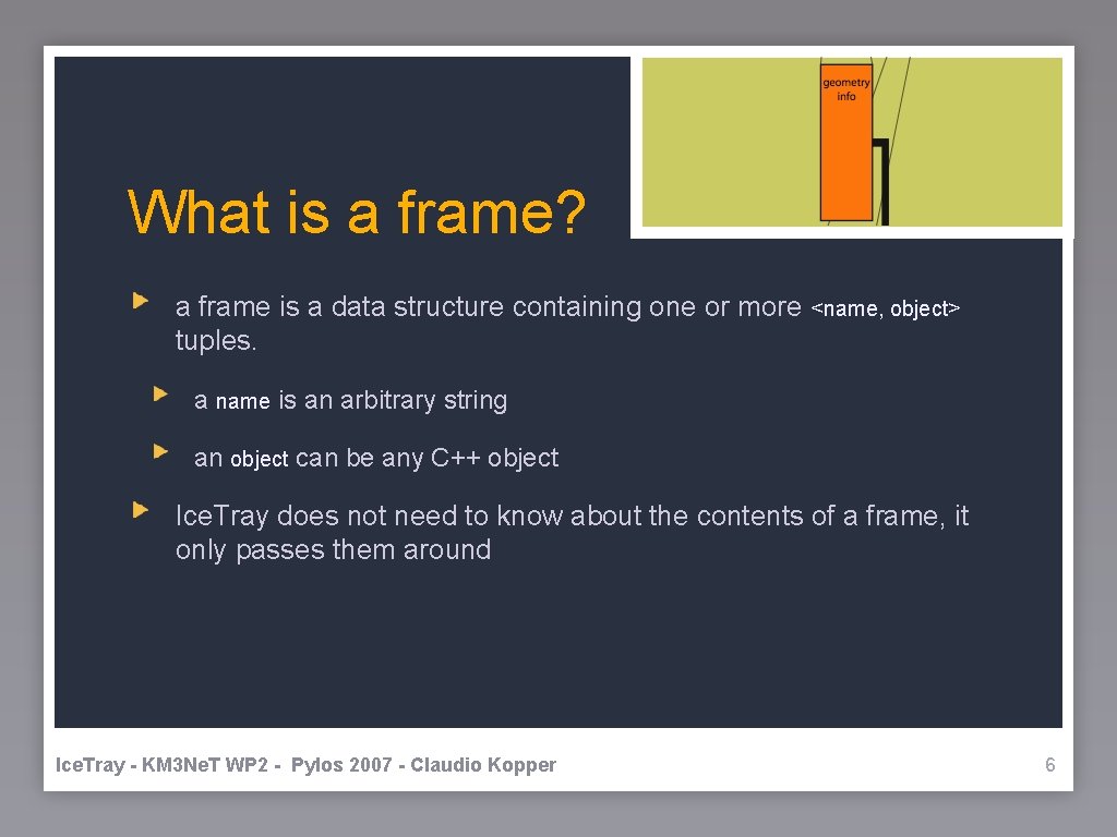 What is a frame? a frame is a data structure containing one or more