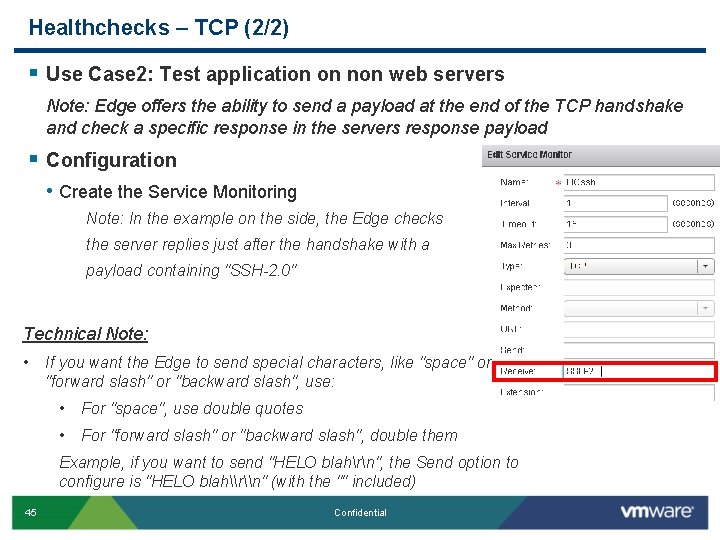 Healthchecks – TCP (2/2) § Use Case 2: Test application on non web servers