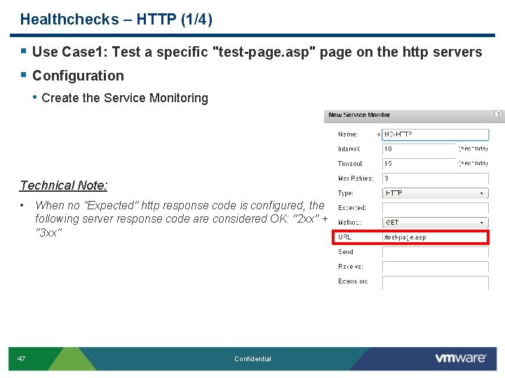 Healthchecks – HTTP (1/4) § Use Case 1: Test a specific "test-page. asp" page