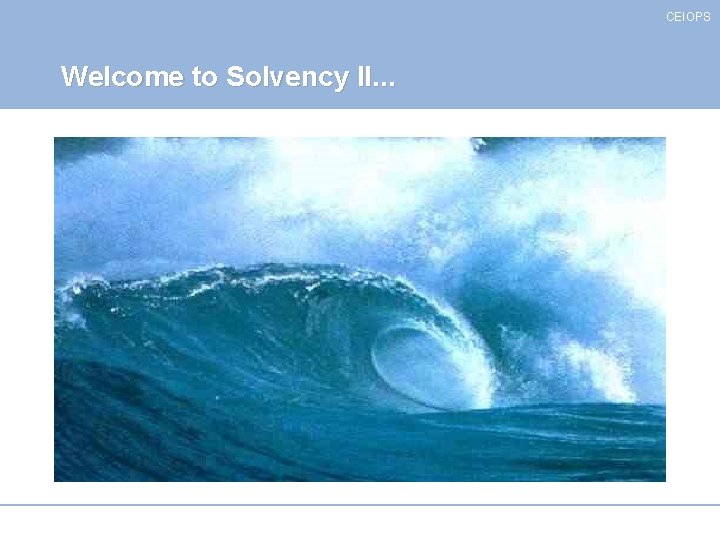 CEIOPS Welcome to Solvency II. . . 