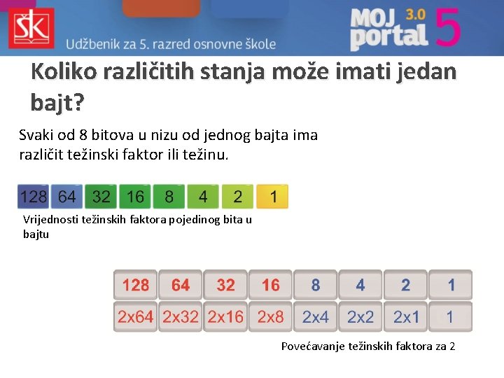 Koliko različitih stanja može imati jedan bajt? Svaki od 8 bitova u nizu od