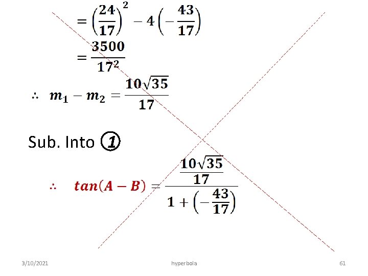 Sub. Into 1 3/10/2021 hyperbola 61 