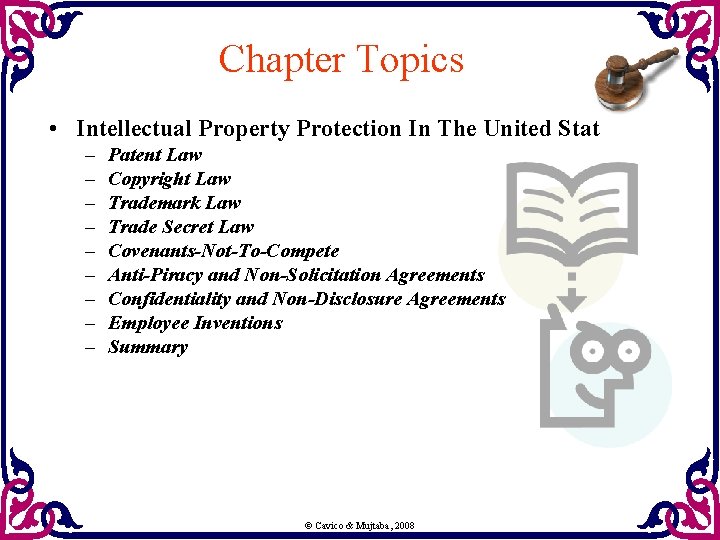 Chapter Topics • Intellectual Property Protection In The United Stat – – – – Chapter Topics • Intellectual Property Protection In The United Stat – – – –
