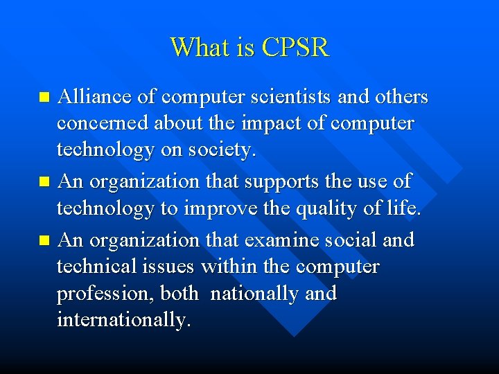 What is CPSR Alliance of computer scientists and others concerned about the impact of