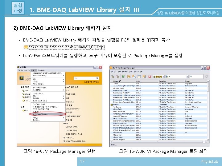 실험 과정 1. BME-DAQ Lab. VIEW Library 설치 III 실험 16. Lab. VIEW를 이용한