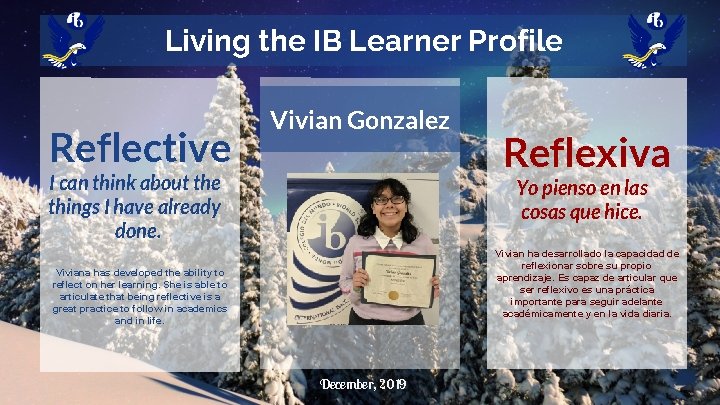 Living the IB Learner Profile Reflective Vivian Gonzalez I can think about the things