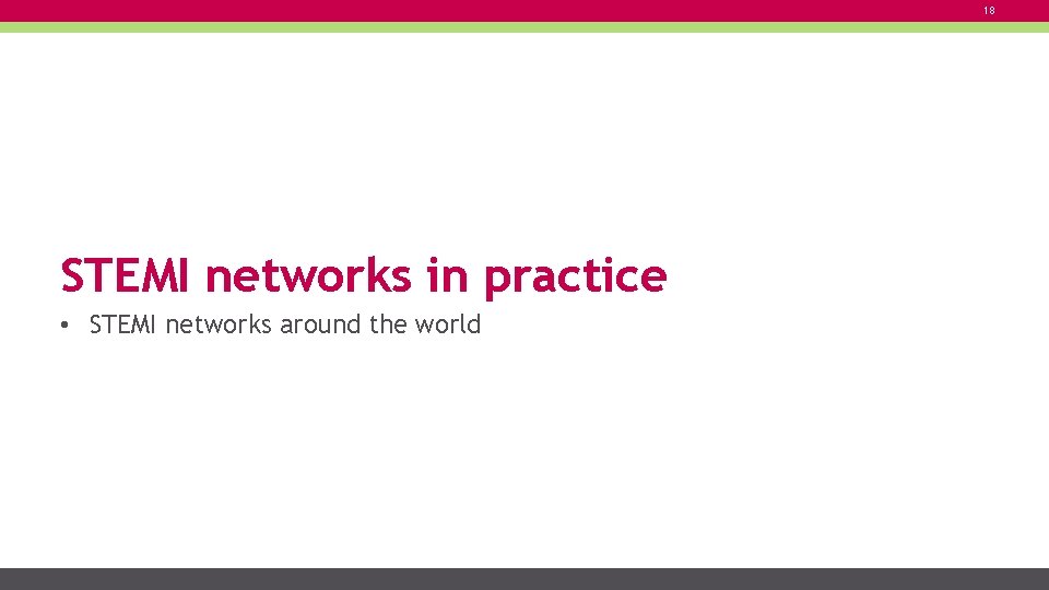 18 STEMI networks in practice • STEMI networks around the world 