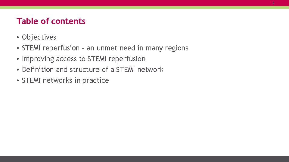 2 Table of contents • • • Objectives STEMI reperfusion – an unmet need