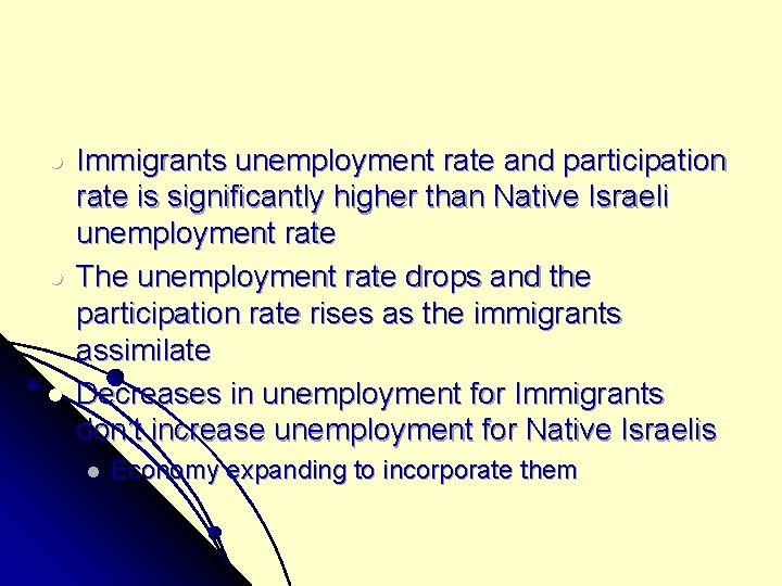 l l l Immigrants unemployment rate and participation rate is significantly higher than Native