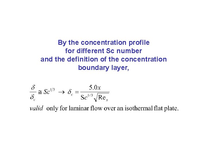 By the concentration profile for different Sc number and the definition of the concentration By the concentration profile for different Sc number and the definition of the concentration