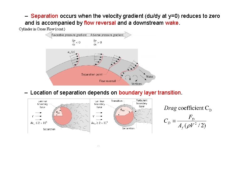 – Separation occurs when the velocity gradient (du/dy at y=0) reduces to zero and – Separation occurs when the velocity gradient (du/dy at y=0) reduces to zero and