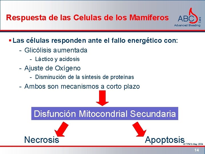 ABC Care Respuesta de las Celulas de los Mamíferos Advanced Bleeding § Las células