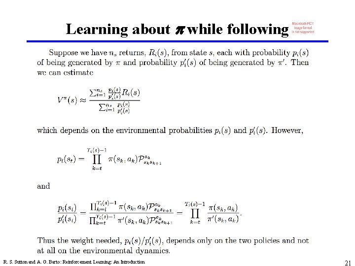 Learning about p while following R. S. Sutton and A. G. Barto: Reinforcement Learning: